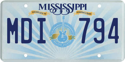 MS license plate MDI794