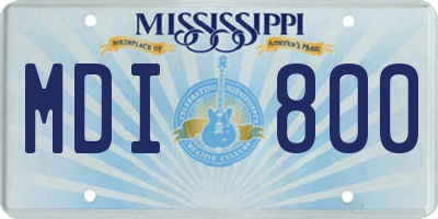 MS license plate MDI800