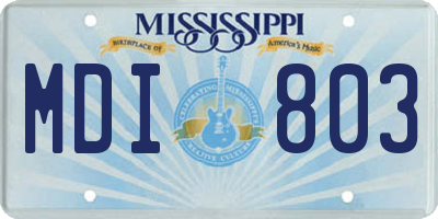 MS license plate MDI803