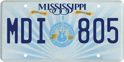 MS license plate MDI805