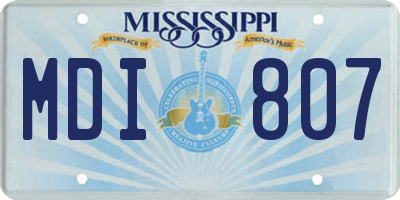 MS license plate MDI807