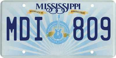 MS license plate MDI809