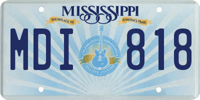 MS license plate MDI818