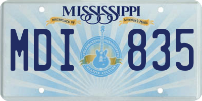 MS license plate MDI835