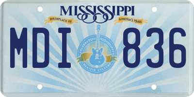 MS license plate MDI836