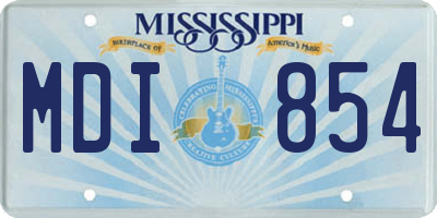 MS license plate MDI854