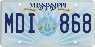 MS license plate MDI868