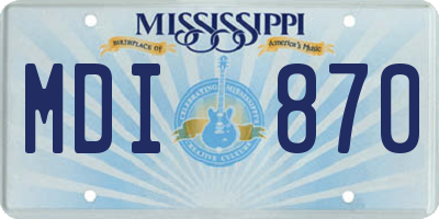 MS license plate MDI870