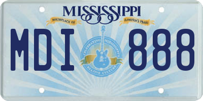 MS license plate MDI888