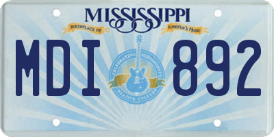 MS license plate MDI892