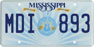 MS license plate MDI893