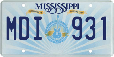 MS license plate MDI931