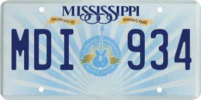 MS license plate MDI934