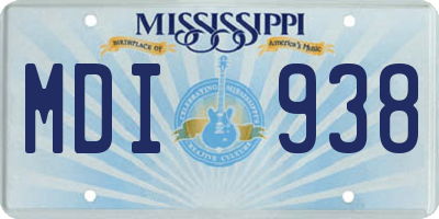 MS license plate MDI938