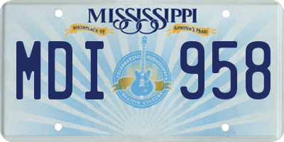 MS license plate MDI958