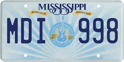 MS license plate MDI998