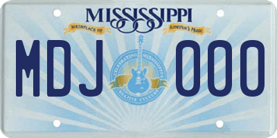 MS license plate MDJ000