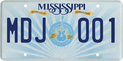 MS license plate MDJ001