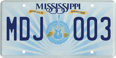 MS license plate MDJ003