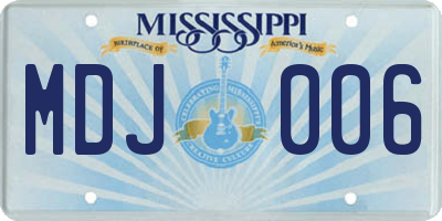 MS license plate MDJ006