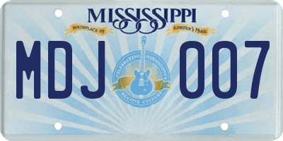 MS license plate MDJ007