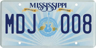 MS license plate MDJ008