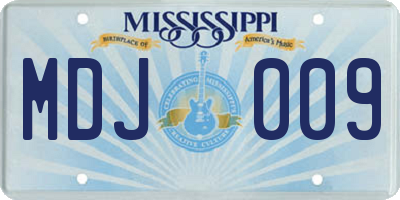MS license plate MDJ009