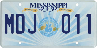 MS license plate MDJ011