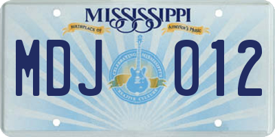 MS license plate MDJ012
