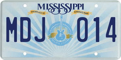 MS license plate MDJ014