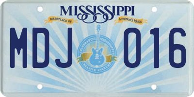 MS license plate MDJ016