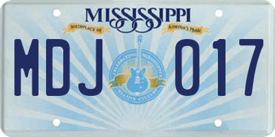 MS license plate MDJ017