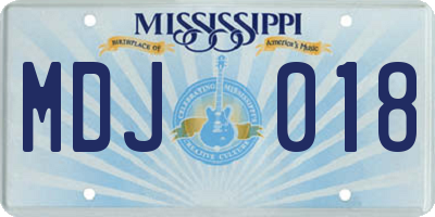 MS license plate MDJ018
