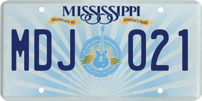 MS license plate MDJ021