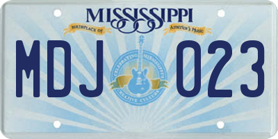 MS license plate MDJ023