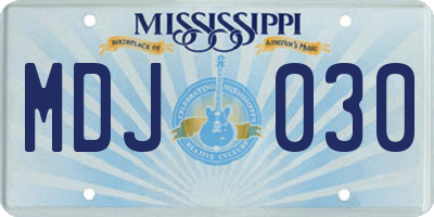 MS license plate MDJ030
