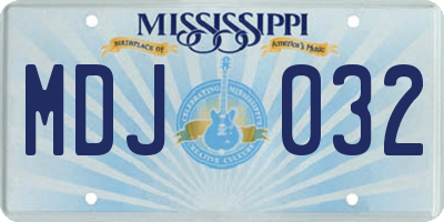 MS license plate MDJ032