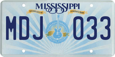 MS license plate MDJ033