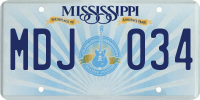 MS license plate MDJ034