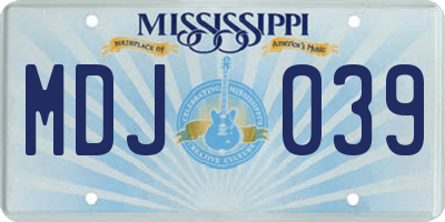 MS license plate MDJ039