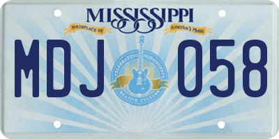 MS license plate MDJ058