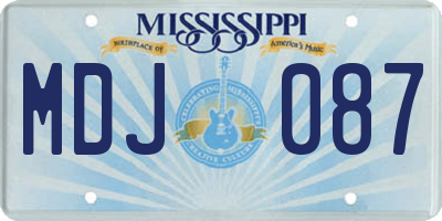 MS license plate MDJ087