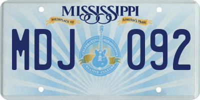 MS license plate MDJ092