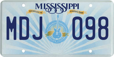 MS license plate MDJ098