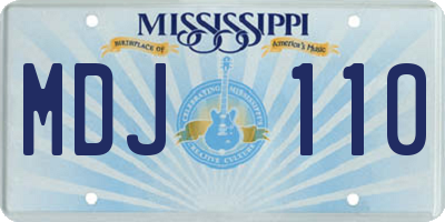 MS license plate MDJ110
