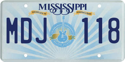 MS license plate MDJ118