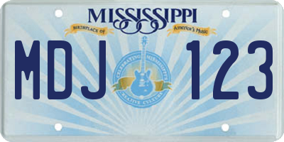 MS license plate MDJ123