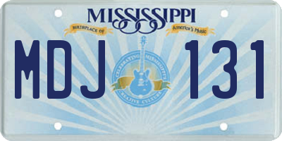 MS license plate MDJ131