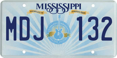 MS license plate MDJ132