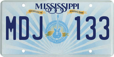 MS license plate MDJ133